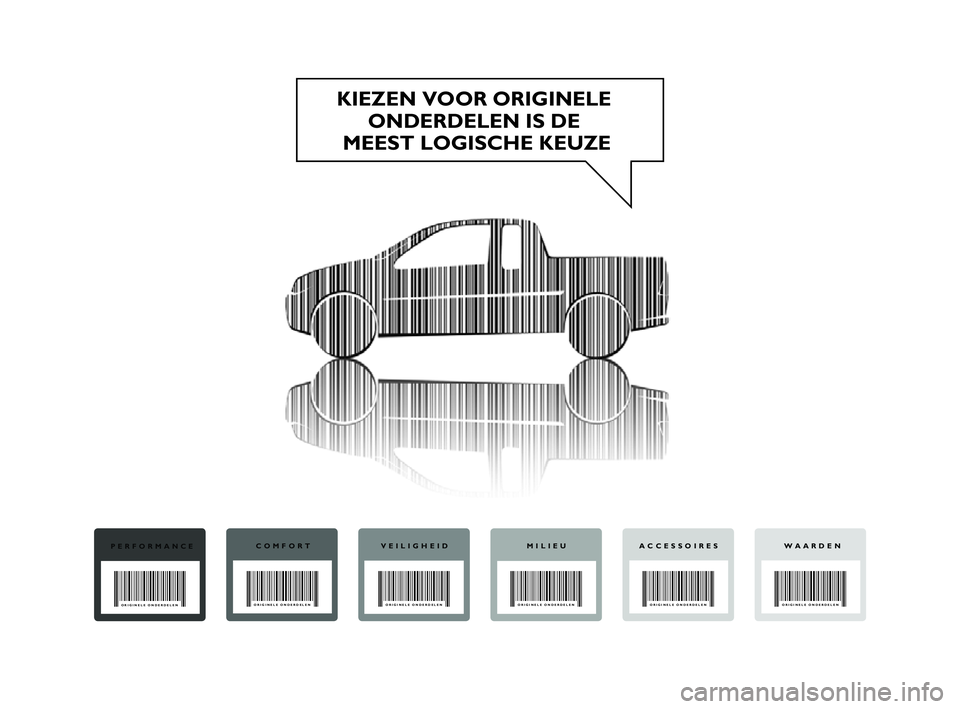 FIAT STRADA 2013  Instructieboek (in Dutch) KIEZEN VOOR ORIGINELE 
ONDERDELEN IS DE 
MEEST LOGISCHE KEUZE
PERFORMANCECOMFORT VEILIGHEID MILIEU WAARDENACCESSOIRES
ORIGINELE ONDERDELENORIGINELE ONDERDELEN
ORIGINELE ONDERDELEN ORIGINELE ONDERDELEN