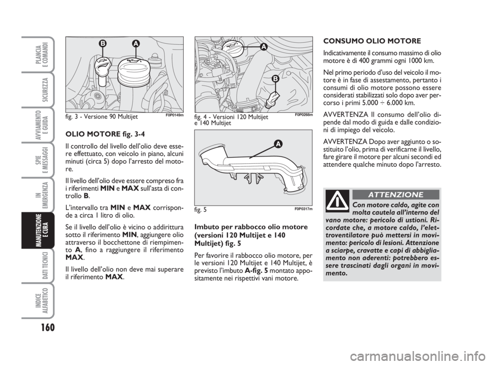 FIAT SCUDO 2010 Libretto Uso Manutenzione (in Italian) Imbuto per rabbocco olio motore
(versioni 120 Multijet e 140
Multijet) fig. 5
Per favorire il rabbocco olio motore, per
le versioni 120 Multijet e 140 Multijet, è
previsto l’imbuto A-fig. 5montato FIAT SCUDO 2010 Libretto Uso Manutenzione (in Italian) Imbuto per rabbocco olio motore
(versioni 120 Multijet e 140
Multijet) fig. 5
Per favorire il rabbocco olio motore, per
le versioni 120 Multijet e 140 Multijet, è
previsto l’imbuto A-fig. 5montato