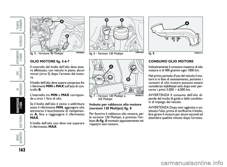 FIAT SCUDO 2013 Libretto Uso Manutenzione (in Italian) Imbuto per rabbocco olio motore
(versioni 120 Multijet) fig. 8
Per favorire il rabbocco olio motore, per
le versioni 120 Multijet, è previsto l’im-
buto A-fig. 8montato appositamente nei
rispettivi FIAT SCUDO 2013 Libretto Uso Manutenzione (in Italian) Imbuto per rabbocco olio motore
(versioni 120 Multijet) fig. 8
Per favorire il rabbocco olio motore, per
le versioni 120 Multijet, è previsto l’im-
buto A-fig. 8montato appositamente nei
rispettivi