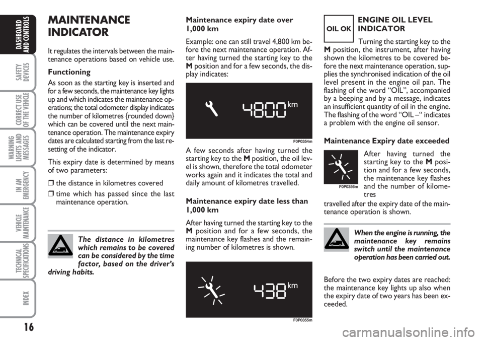 FIAT SCUDO 2011 Owner handbook (in English) 16
SAFETY
DEVICES
CORRECT USE
OF THE
VEHICLE
WARNING
LIGHTS AND
MESSAGES
IN AN
EMERGENCY
VEHICLE
MAINTENANCE
TECHNICAL
SPECIFICATIONS
INDEX
DASHBOARD
AND CONTROLS
MAINTENANCE
INDICATOR
It regulates t FIAT SCUDO 2011 Owner handbook (in English) 16
SAFETY
DEVICES
CORRECT USE
OF THE
VEHICLE
WARNING
LIGHTS AND
MESSAGES
IN AN
EMERGENCY
VEHICLE
MAINTENANCE
TECHNICAL
SPECIFICATIONS
INDEX
DASHBOARD
AND CONTROLS
MAINTENANCE
INDICATOR
It regulates t
