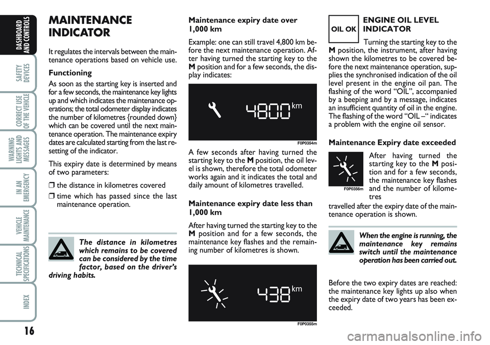 FIAT SCUDO 2012 Owner handbook (in English) 16
SAFETY
DEVICES
CORRECT USE
OF THE
VEHICLE
WARNING
LIGHTS AND
MESSAGES
IN AN
EMERGENCY
VEHICLE
MAINTENANCE
TECHNICAL
SPECIFICATIONS
INDEX
DASHBOARD
AND CONTROLS
MAINTENANCE
INDICATOR
It regulates t FIAT SCUDO 2012 Owner handbook (in English) 16
SAFETY
DEVICES
CORRECT USE
OF THE
VEHICLE
WARNING
LIGHTS AND
MESSAGES
IN AN
EMERGENCY
VEHICLE
MAINTENANCE
TECHNICAL
SPECIFICATIONS
INDEX
DASHBOARD
AND CONTROLS
MAINTENANCE
INDICATOR
It regulates t