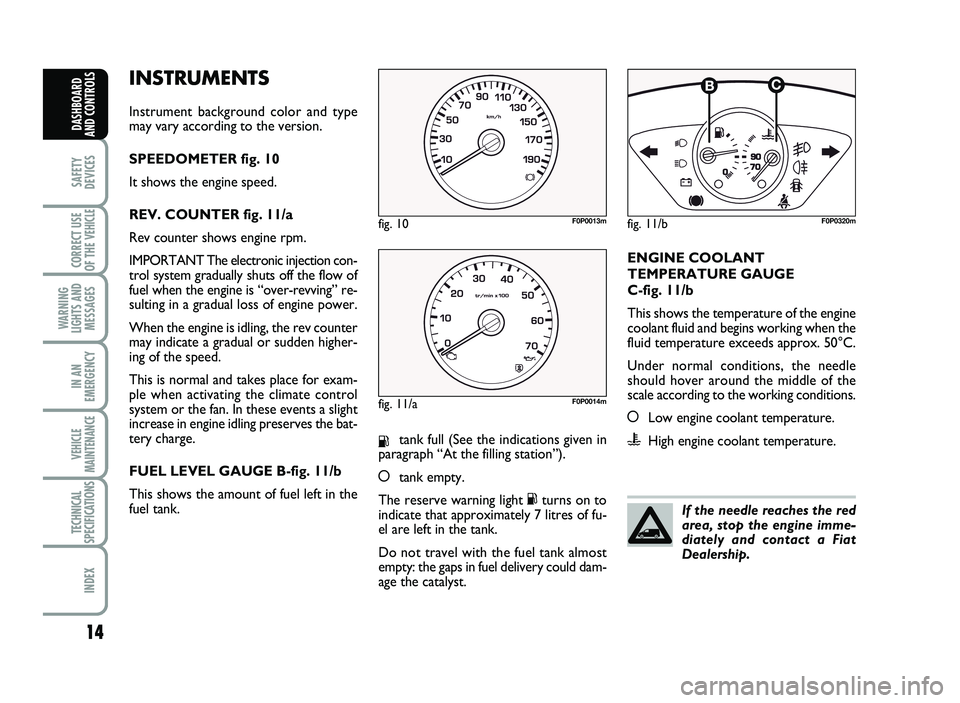 FIAT SCUDO 2013  Owner handbook (in English) IN STR U \f EN TS  
In str u m en t  b ac k gro un d  c o lo r a n d  ty p e
m ay  v ary  a c co rd in g t o  t h e v e rsio n.
S P EED O M ET ER  f ig .  \b 0
It  s h o w s t h e e n gin e s p eed .
