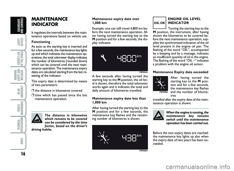 FIAT SCUDO 2013  Owner handbook (in English) 16
SAFETY
DEVICES
CORRECT USE
OF T\bE 
VE\bICLE 
WAR\fI\fG
LIG\bTS A\fD
MESSAGES
I\f A\f
EMERGE\fCY
VE\bICLE
MAI\fTE\fA\fCE
TEC\b\fICAL
SPECIFICATIO\fS
I\fDEX
DAS\bBOARD
A\fD CO\fTROLS
\f AIN TE N AN 