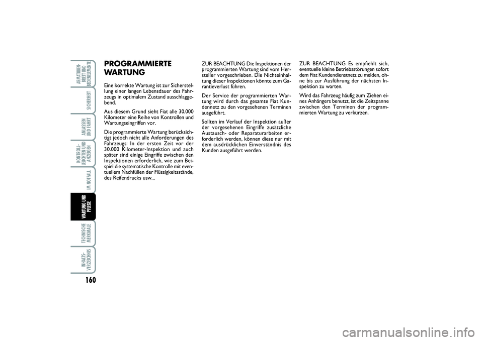 FIAT SCUDO 2015 Betriebsanleitung (in German) 160KONTROLL-
LEUCHTEN UND
ANZEIGENTECHNISCHE
MERKMALEINHALTS-
VERZEICHNISARMATUREN-
BRETT UND
BEDIENELEMENTE
SICHERHEITANLASSEN
UND FAHRTIM NOTFALLWARTUNG UND
PFLEGE
ZUR BEACHTUNG Die Inspektionen de FIAT SCUDO 2015 Betriebsanleitung (in German) 160KONTROLL-
LEUCHTEN UND
ANZEIGENTECHNISCHE
MERKMALEINHALTS-
VERZEICHNISARMATUREN-
BRETT UND
BEDIENELEMENTE
SICHERHEITANLASSEN
UND FAHRTIM NOTFALLWARTUNG UND
PFLEGE
ZUR BEACHTUNG Die Inspektionen de