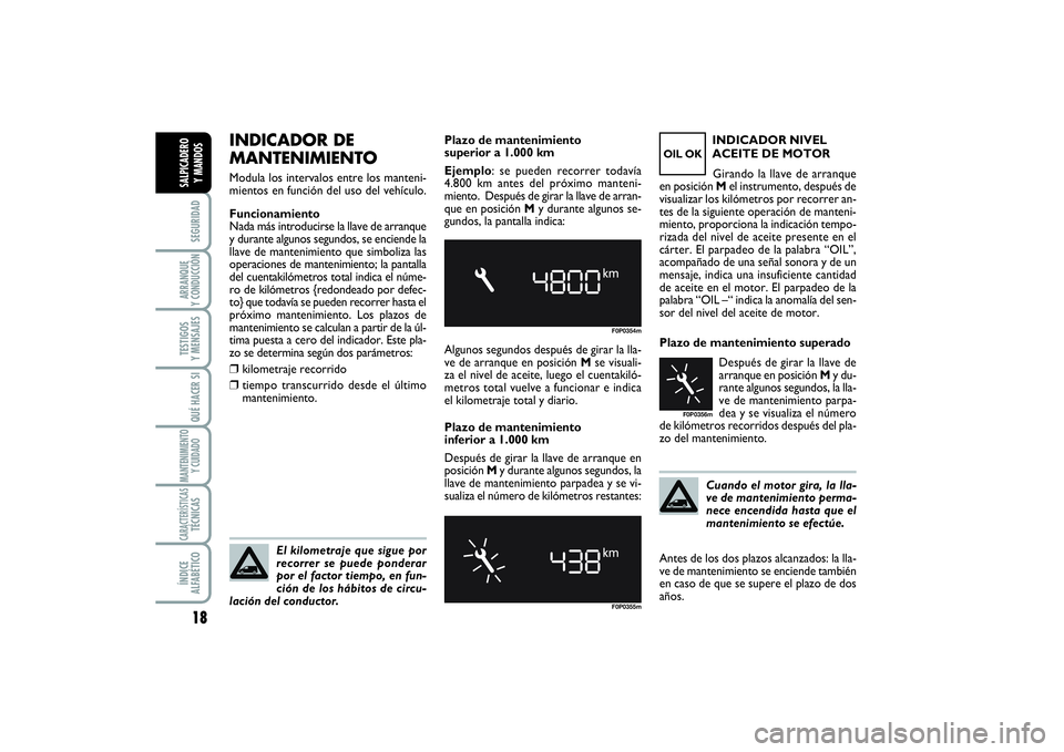 FIAT SCUDO 2016 Manual de Empleo y Cuidado (in Spanish) Cuando el motor gira, la lla-
ve de mantenimiento perma-
nece encendida hasta que el
mantenimiento se efectúe. Plazo de mantenimiento superado
Después de girar la llave de
arranque en posición My d FIAT SCUDO 2016 Manual de Empleo y Cuidado (in Spanish) Cuando el motor gira, la lla-
ve de mantenimiento perma-
nece encendida hasta que el
mantenimiento se efectúe. Plazo de mantenimiento superado
Después de girar la llave de
arranque en posición My d
