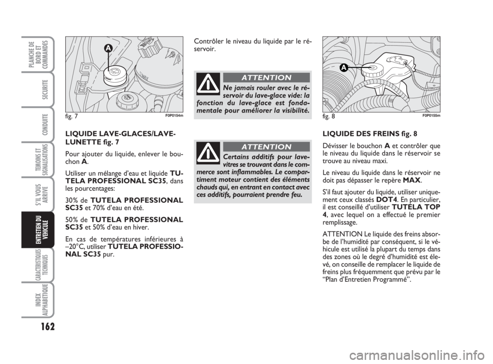 FIAT SCUDO 2010 Notice dentretien (in French) 162
TEMOINS ET
SIGNALISATIONS
CARACTERISTIQUES
TECHNIQUES
INDEX
ALPHABETIQUE
PLANCHE DE
BORD ET
COMMANDES
SECURITE
CONDUITE
S’IL VOUS
ARRIVE
ENTRETIEN DU
VEHICULE
LIQUIDE DES FREINS fig. 8
Dévisser FIAT SCUDO 2010 Notice dentretien (in French) 162
TEMOINS ET
SIGNALISATIONS
CARACTERISTIQUES
TECHNIQUES
INDEX
ALPHABETIQUE
PLANCHE DE
BORD ET
COMMANDES
SECURITE
CONDUITE
S’IL VOUS
ARRIVE
ENTRETIEN DU
VEHICULE
LIQUIDE DES FREINS fig. 8
Dévisser