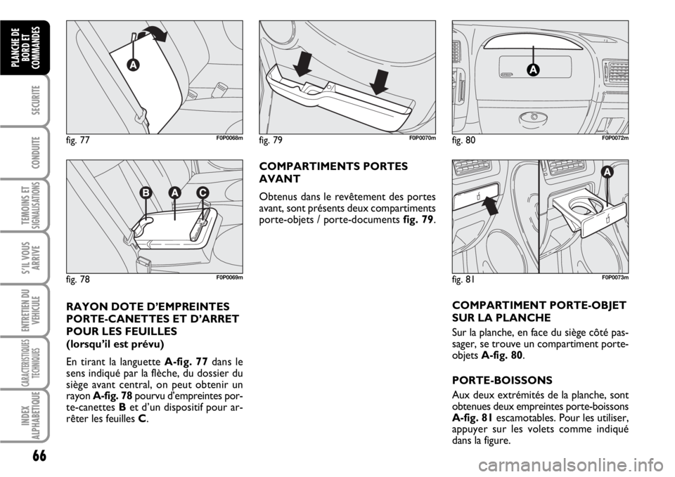 FIAT SCUDO 2010 Notice dentretien (in French) 66
SECURITE
CONDUITE
TEMOINS ETSIGNALISATIONS
S’IL VOUS
ARRIVE
ENTRETIEN DU
VEHICULE
CARACTERISTIQUES
TECHNIQUES
INDEX
ALPHABETIQUE
PLANCHE DE
BORD ET
COMMANDES
COMPARTIMENTS PORTES
AVANT
Obtenus da FIAT SCUDO 2010 Notice dentretien (in French) 66
SECURITE
CONDUITE
TEMOINS ETSIGNALISATIONS
S’IL VOUS
ARRIVE
ENTRETIEN DU
VEHICULE
CARACTERISTIQUES
TECHNIQUES
INDEX
ALPHABETIQUE
PLANCHE DE
BORD ET
COMMANDES
COMPARTIMENTS PORTES
AVANT
Obtenus da