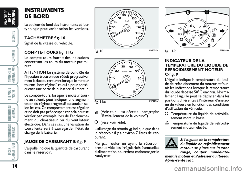 FIAT SCUDO 2012  Notice dentretien (in French) 14
SECURITE
CONDUITE
TEMOINS ETSIGNALISATIONS
S’IL VOUS
ARRIVE
ENTRETIEN DU
VEHICULE
CARACTERISTIQUES
TECHNIQUES
INDEX
ALPHABETIQUE
PLANCHE DE
BORD ET
COMMANDES
INSTRUMENTS
DE BORD 
La couleur du fo
