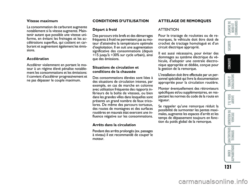 FIAT SCUDO 2013 Notice dentretien (in French) 121
TEMOINS ET
SIGNALISATIONS
S’IL VOUS
ARRIVE
ENTRETIEN DU
VEHICULE
CARACTERISTIQUES
TECHNIQUES
INDEX
ALPHABETIQUE
PLANCHE DE
BORD ET
COMMANDES
SECURITE
CONDUITE
CONDITIONS D’UTILISATION
Départ FIAT SCUDO 2013 Notice dentretien (in French) 121
TEMOINS ET
SIGNALISATIONS
S’IL VOUS
ARRIVE
ENTRETIEN DU
VEHICULE
CARACTERISTIQUES
TECHNIQUES
INDEX
ALPHABETIQUE
PLANCHE DE
BORD ET
COMMANDES
SECURITE
CONDUITE
CONDITIONS D’UTILISATION
Départ