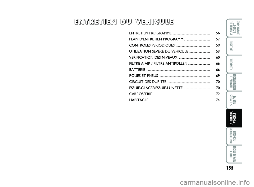 FIAT SCUDO 2013 Notice dentretien (in French) 155
TEMOINS ET SIGNALISATIONS
CARACTERISTIQUES TECHNIQUES
INDEX
ALPHABETIQUE
PLANCHE DE BORD ETCOMMANDES
SECURITE
CONDUITE
S’IL VOUS ARRIVE
ENTRETIEN DUVEHICULE
ENTRETIEN PROGRAMME ............... FIAT SCUDO 2013 Notice dentretien (in French) 155
TEMOINS ET SIGNALISATIONS
CARACTERISTIQUES TECHNIQUES
INDEX
ALPHABETIQUE
PLANCHE DE BORD ETCOMMANDES
SECURITE
CONDUITE
S’IL VOUS ARRIVE
ENTRETIEN DUVEHICULE
ENTRETIEN PROGRAMME ...............