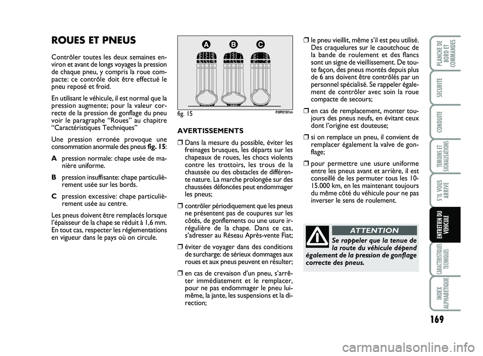 FIAT SCUDO 2013 Notice dentretien (in French) 169
TEMOINS ET
SIGNALISATIONS
CARACTERISTIQUES
TECHNIQUES
INDEX
ALPHABETIQUE
PLANCHE DE
BORD ET
COMMANDES
SECURITE
CONDUITE
S’IL VOUS
ARRIVE
ENTRETIEN DU
VEHICULE
ROUES ET PNEUS
Contrôler toutes le FIAT SCUDO 2013 Notice dentretien (in French) 169
TEMOINS ET
SIGNALISATIONS
CARACTERISTIQUES
TECHNIQUES
INDEX
ALPHABETIQUE
PLANCHE DE
BORD ET
COMMANDES
SECURITE
CONDUITE
S’IL VOUS
ARRIVE
ENTRETIEN DU
VEHICULE
ROUES ET PNEUS
Contrôler toutes le