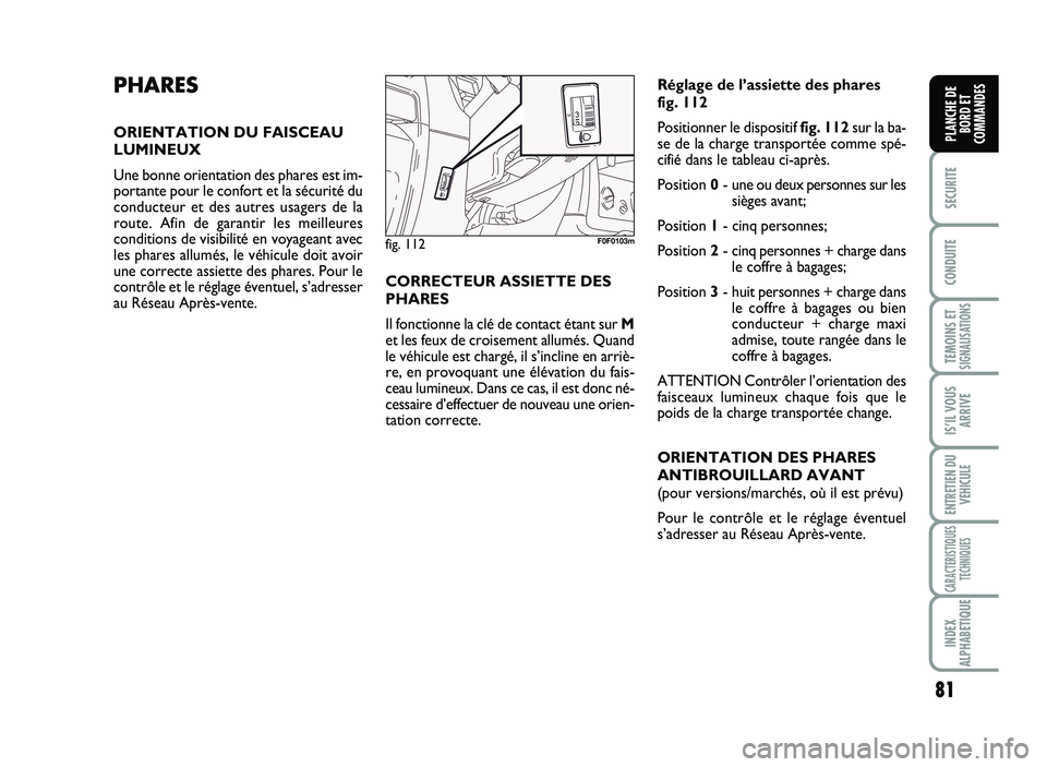FIAT SCUDO 2013 Notice dentretien (in French) \b1
SECURITE
CO\fDUITE
TEMOI\fS ETSIG\fALISATIO\fS
ISÕIL VOUS
ARRIVE
E\fTRETIE\f DU
VE\bICULE
CARACTERISTIQUES
TEC\b\fIQUES
I\fDEX
ALP\bABETIQUE
PLA\fC\bE DE
BORD ET
COMMA\fDES
P H AR\bS
O RIE N TA T FIAT SCUDO 2013 Notice dentretien (in French) \b1
SECURITE
CO\fDUITE
TEMOI\fS ETSIG\fALISATIO\fS
ISÕIL VOUS
ARRIVE
E\fTRETIE\f DU
VE\bICULE
CARACTERISTIQUES
TEC\b\fIQUES
I\fDEX
ALP\bABETIQUE
PLA\fC\bE DE
BORD ET
COMMA\fDES
P H AR\bS
O RIE N TA T