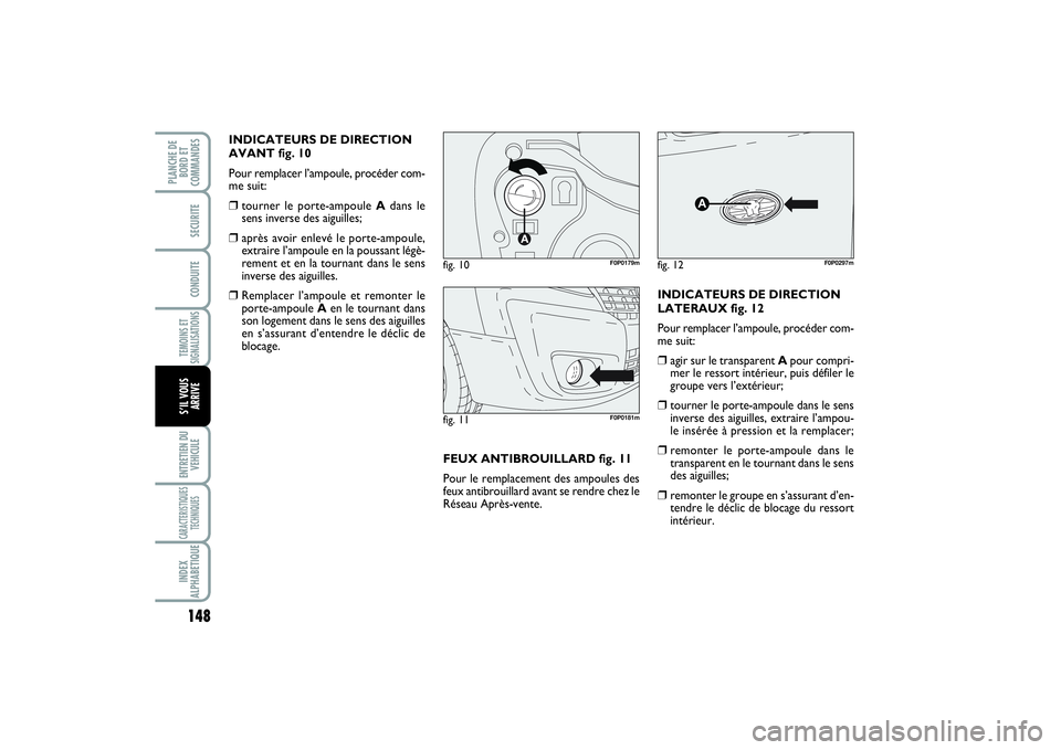 FIAT SCUDO 2014 Notice dentretien (in French) 148TEMOINS ET
SIGNALISATIONSENTRETIEN DU
VEHICULECARACTERISTIQUES
TECHNIQUESINDEX
ALPHABETIQUEPLANCHE DE
BORD ET
COMMANDES
SECURITECONDUITES’IL VOUS
ARRIVE
INDICATEURS DE DIRECTION
AVANT fig. 10
Pou FIAT SCUDO 2014 Notice dentretien (in French) 148TEMOINS ET
SIGNALISATIONSENTRETIEN DU
VEHICULECARACTERISTIQUES
TECHNIQUESINDEX
ALPHABETIQUEPLANCHE DE
BORD ET
COMMANDES
SECURITECONDUITES’IL VOUS
ARRIVE
INDICATEURS DE DIRECTION
AVANT fig. 10
Pou