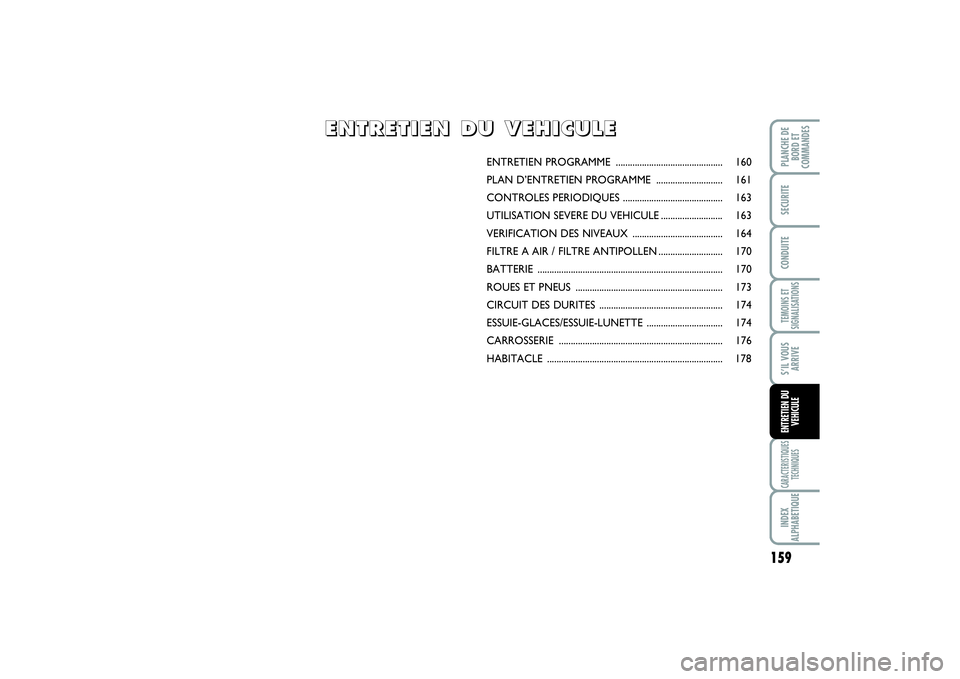 FIAT SCUDO 2014 Notice dentretien (in French) 159
TEMOINS ET
SIGNALISATIONSCARACTERISTIQUES
TECHNIQUESINDEX
ALPHABETIQUEPLANCHE DE
BORD ET
COMMANDESSECURITECONDUITES’IL VOUS
ARRIVEENTRETIEN DU
VEHICULE
ENTRETIEN PROGRAMME ..................... FIAT SCUDO 2014 Notice dentretien (in French) 159
TEMOINS ET
SIGNALISATIONSCARACTERISTIQUES
TECHNIQUESINDEX
ALPHABETIQUEPLANCHE DE
BORD ET
COMMANDESSECURITECONDUITES’IL VOUS
ARRIVEENTRETIEN DU
VEHICULE
ENTRETIEN PROGRAMME .....................