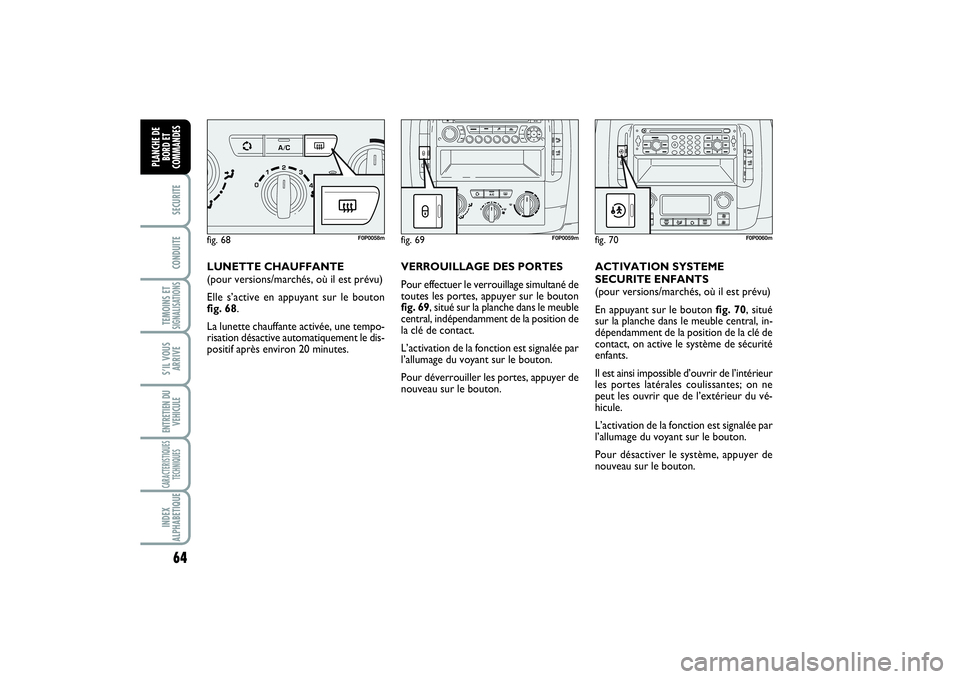 FIAT SCUDO 2014 Notice dentretien (in French) 64SECURITECONDUITETEMOINS ETSIGNALISATIONSS’IL VOUS
ARRIVEENTRETIEN DU
VEHICULECARACTERISTIQUES
TECHNIQUESINDEX
ALPHABETIQUEPLANCHE DE
BORD ET
COMMANDES
LUNETTE CHAUFFANTE
(pour versions/marchés, o FIAT SCUDO 2014 Notice dentretien (in French) 64SECURITECONDUITETEMOINS ETSIGNALISATIONSS’IL VOUS
ARRIVEENTRETIEN DU
VEHICULECARACTERISTIQUES
TECHNIQUESINDEX
ALPHABETIQUEPLANCHE DE
BORD ET
COMMANDES
LUNETTE CHAUFFANTE
(pour versions/marchés, o