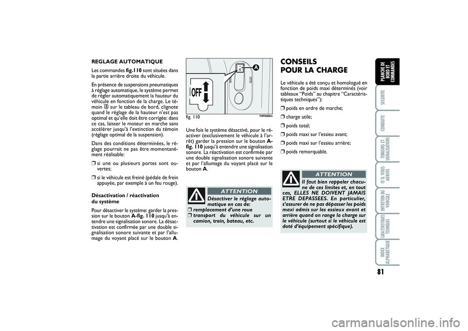 FIAT SCUDO 2014 Notice dentretien (in French) 81
SECURITECONDUITETEMOINS ETSIGNALISATIONSIS’IL VOUS
ARRIVEENTRETIEN DU
VEHICULECARACTERISTIQUES
TECHNIQUESINDEX
ALPHABETIQUEPLANCHE DE
BORD ET
COMMANDES
REGLAGE AUTOMATIQUE
Les commandes fig.110so FIAT SCUDO 2014 Notice dentretien (in French) 81
SECURITECONDUITETEMOINS ETSIGNALISATIONSIS’IL VOUS
ARRIVEENTRETIEN DU
VEHICULECARACTERISTIQUES
TECHNIQUESINDEX
ALPHABETIQUEPLANCHE DE
BORD ET
COMMANDES
REGLAGE AUTOMATIQUE
Les commandes fig.110so