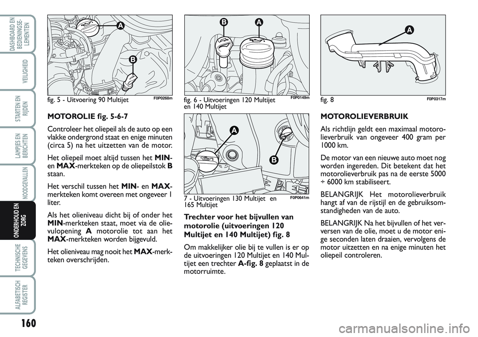 FIAT SCUDO 2012 Instructieboek (in Dutch) 160
LAMPJES EN
BERICHTEN
TECHNISCHE
GEGEVENS
ALFABETISCH
REGISTER
DASHBOARD EN
BEDIENINGSE-
LEMENTEN
VEILIGHEID
STARTEN EN
RIJDEN
NOODGEVALLEN
ONDERHOUD EN
ZORG
Trechter voor het bijvullen van
motorol FIAT SCUDO 2012 Instructieboek (in Dutch) 160
LAMPJES EN
BERICHTEN
TECHNISCHE
GEGEVENS
ALFABETISCH
REGISTER
DASHBOARD EN
BEDIENINGSE-
LEMENTEN
VEILIGHEID
STARTEN EN
RIJDEN
NOODGEVALLEN
ONDERHOUD EN
ZORG
Trechter voor het bijvullen van
motorol