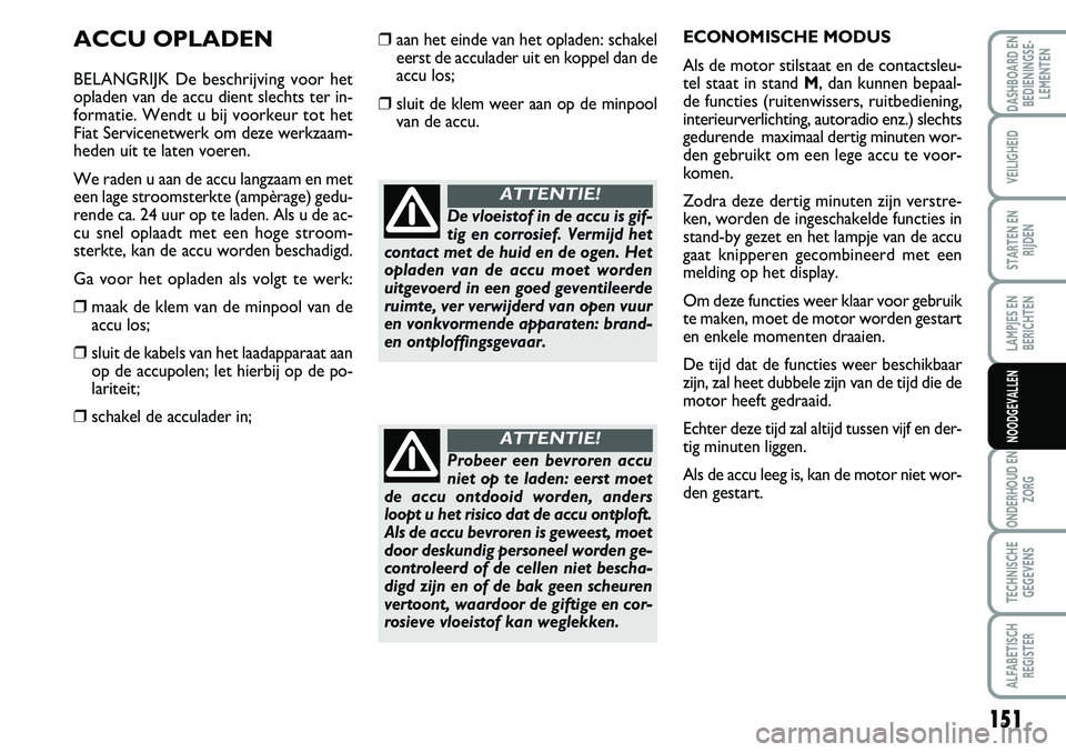 FIAT SCUDO 2013 Instructieboek (in Dutch) 151
LAMPJES EN
BERICHTEN
ONDERHOUD EN
ZORG
TECHNISCHE
GEGEVENS
ALFABETISCH
REGISTER
DASHBOARD EN
BEDIENINGSE FIAT SCUDO 2013 Instructieboek (in Dutch) 151
LAMPJES EN
BERICHTEN
ONDERHOUD EN
ZORG
TECHNISCHE
GEGEVENS
ALFABETISCH
REGISTER
DASHBOARD EN
BEDIENINGSE