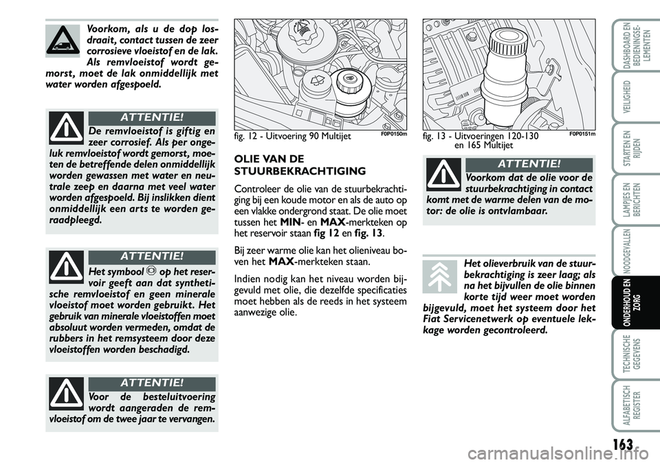 FIAT SCUDO 2013  Instructieboek (in Dutch) 16 3
LAMPJES EN
BERICHTEN
TECHNISCHE
GEGEVENS
ALFABETISCH
REGISTER
DASHBOARD EN
BEDIENINGSE�
LEMENTEN
VEILIGHEID
STARTEN EN
RIJDEN
NOODGEVALLEN
ONDERHOUD EN
ZORG
Vo ork o m ,  a ls   u  d e d o p l