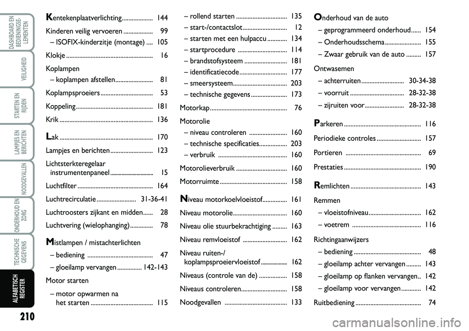 FIAT SCUDO 2013 Instructieboek (in Dutch) 210
LAMPJES EN
\fERICHTEN
DASH\fOARD EN
\fEDIENINGSE FIAT SCUDO 2013 Instructieboek (in Dutch) 210
LAMPJES EN
\fERICHTEN
DASH\fOARD EN
\fEDIENINGSE