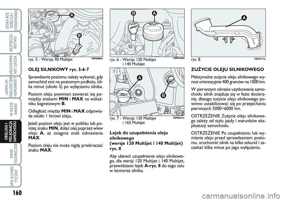 FIAT SCUDO 2012 Instrukcja obsługi (in Polish) Lejek do uzupełnienia oleju
silnikowego
(wersje 120 Multijet i 140 Multijet)
rys. 8
Aby ułatwić uzupełnienie oleju silnikowe-
go, dla wersji 120 Multijet i 140 Multijet,
przewidziano lejek A-rys. FIAT SCUDO 2012 Instrukcja obsługi (in Polish) Lejek do uzupełnienia oleju
silnikowego
(wersje 120 Multijet i 140 Multijet)
rys. 8
Aby ułatwić uzupełnienie oleju silnikowe-
go, dla wersji 120 Multijet i 140 Multijet,
przewidziano lejek A-rys.