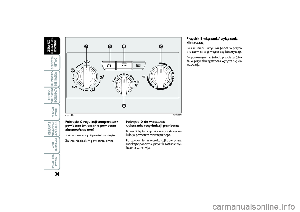 FIAT SCUDO 2014  Instrukcja obsługi (in Polish) 34BEZPIECZE-
ŃSTWOURUCHOMIE-
NIE I JAZDALAMPKI SY-
GNALIZACYJNE
I KOMUNIKATY
W RAZIE
AWA R I IOBSŁUGA I
PIELĘGNACJA
SAMOCHODUDANE
TECHNICZNESPIS ALFABE-
TYCZNY
DESKA ROZ-
DZIELCZA I STE-
ROWANIAI
P