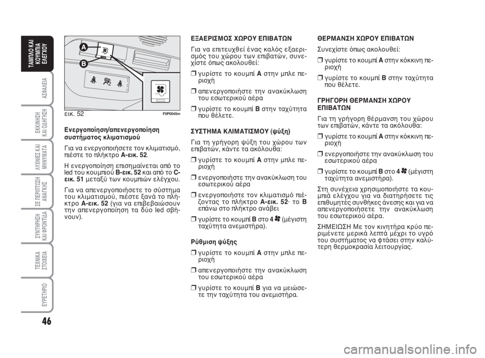 FIAT SCUDO 2010  ΒΙΒΛΙΟ ΧΡΗΣΗΣ ΚΑΙ ΣΥΝΤΗΡΗΣΗΣ (in Greek) 46
ΑΣΦΑΛΕΙΑ
ΕΚΚΙΝΗΣΗ 
ΚΑΙ ΟΔΗΓΗΣΗ
ΛΥΧΝΙΕΣ ΚΑΙ
ΜΗΝΥΜΑΤΑ
ΣΕ ΠΕΡΙΠΤΩΣΗ
ΑΝΑΓΚΗΣ
ΣΥΝΤΗΡΗΣΗ 
ΚΑΙ ΦΡΟΝΤΙΔΑ
ΤΕΧΝΙΚΑ
Σ�