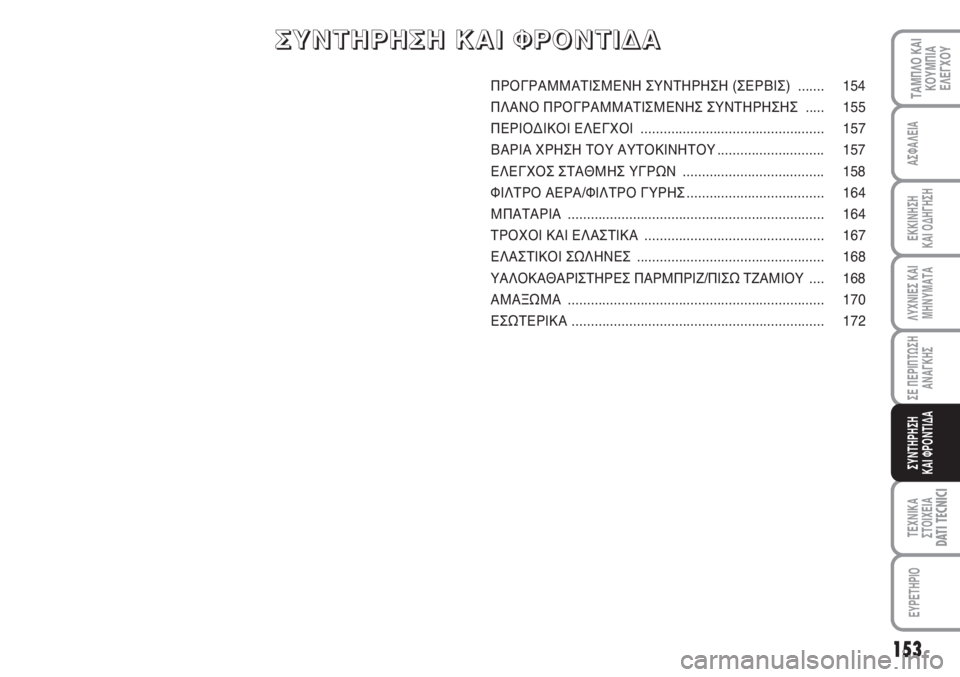 FIAT SCUDO 2011 ΒΙΒΛΙΟ ΧΡΗΣΗΣ ΚΑΙ ΣΥΝΤΗΡΗΣΗΣ (in Greek) 153
ΛΥΧΝΙΕΣ ΚΑΙ
ΜΗΝΥΜΑΤΑ
ΤΕΧΝΙΚΑ
ΣΤΟΙΧΕΙΑDATI TECNICI
EYPETHPIO
ΤΑΜΠΛΟ ΚΑΙ
ΚΟΥΜΠΙΑ
ΕΛΕΓΧΟΥ
ΑΣΦΑΛΕΙΑ
ΕΚΚΙΝΗΣΗ
ΚΑΙ ΟΔΗΓΗ FIAT SCUDO 2011 ΒΙΒΛΙΟ ΧΡΗΣΗΣ ΚΑΙ ΣΥΝΤΗΡΗΣΗΣ (in Greek) 153
ΛΥΧΝΙΕΣ ΚΑΙ
ΜΗΝΥΜΑΤΑ
ΤΕΧΝΙΚΑ
ΣΤΟΙΧΕΙΑDATI TECNICI
EYPETHPIO
ΤΑΜΠΛΟ ΚΑΙ
ΚΟΥΜΠΙΑ
ΕΛΕΓΧΟΥ
ΑΣΦΑΛΕΙΑ
ΕΚΚΙΝΗΣΗ
ΚΑΙ ΟΔΗΓΗ