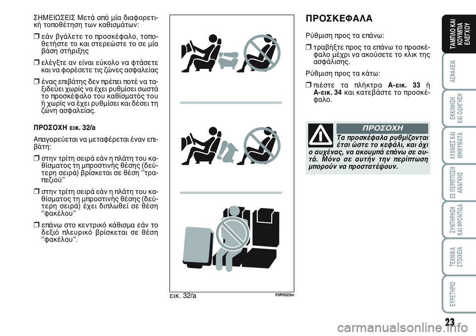 FIAT SCUDO 2012 ΒΙΒΛΙΟ ΧΡΗΣΗΣ ΚΑΙ ΣΥΝΤΗΡΗΣΗΣ (in Greek) 23
ΑΣΦΑΛΕΙΑ
ΕΚΚΙΝΗΣΗ
ΚΑΙ ΟΔΗΓΗΣΗ
ΛΥΧΝΙΕΣ ΚΑΙ
ΜΗΝΥΜΑΤΑ
ΣΕ ΠΕΡΙΠΤΩΣΗ
ΑΝΑΓΚΗΣ
ΣΥΝΤΗΡΗΣΗ
ΚΑΙ ΦΡΟΝΤΙΔΑ
ΤΕΧΝΙΚΑ
Σ FIAT SCUDO 2012 ΒΙΒΛΙΟ ΧΡΗΣΗΣ ΚΑΙ ΣΥΝΤΗΡΗΣΗΣ (in Greek) 23
ΑΣΦΑΛΕΙΑ
ΕΚΚΙΝΗΣΗ
ΚΑΙ ΟΔΗΓΗΣΗ
ΛΥΧΝΙΕΣ ΚΑΙ
ΜΗΝΥΜΑΤΑ
ΣΕ ΠΕΡΙΠΤΩΣΗ
ΑΝΑΓΚΗΣ
ΣΥΝΤΗΡΗΣΗ
ΚΑΙ ΦΡΟΝΤΙΔΑ
ΤΕΧΝΙΚΑ
Σ