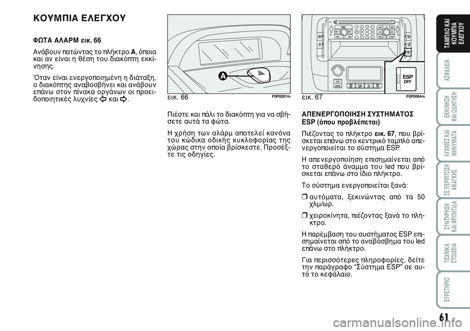 FIAT SCUDO 2012 ΒΙΒΛΙΟ ΧΡΗΣΗΣ ΚΑΙ ΣΥΝΤΗΡΗΣΗΣ (in Greek) 61
ΑΣΦΑΛΕΙΑ
ΕΚΚΙΝΗΣΗ
ΚΑΙ ΟΔΗΓΗΣΗ
ΛΥΧΝΙΕΣ ΚΑΙ
ΜΗΝΥΜΑΤΑ
ΣΕ ΠΕΡΙΠΤΩΣΗ
ΑΝΑΓΚΗΣ
ΣΥΝΤΗΡΗΣΗ
ΚΑΙ ΦΡΟΝΤΙΔΑ
ΤΕΧΝΙΚΑ
Σ FIAT SCUDO 2012 ΒΙΒΛΙΟ ΧΡΗΣΗΣ ΚΑΙ ΣΥΝΤΗΡΗΣΗΣ (in Greek) 61
ΑΣΦΑΛΕΙΑ
ΕΚΚΙΝΗΣΗ
ΚΑΙ ΟΔΗΓΗΣΗ
ΛΥΧΝΙΕΣ ΚΑΙ
ΜΗΝΥΜΑΤΑ
ΣΕ ΠΕΡΙΠΤΩΣΗ
ΑΝΑΓΚΗΣ
ΣΥΝΤΗΡΗΣΗ
ΚΑΙ ΦΡΟΝΤΙΔΑ
ΤΕΧΝΙΚΑ
Σ