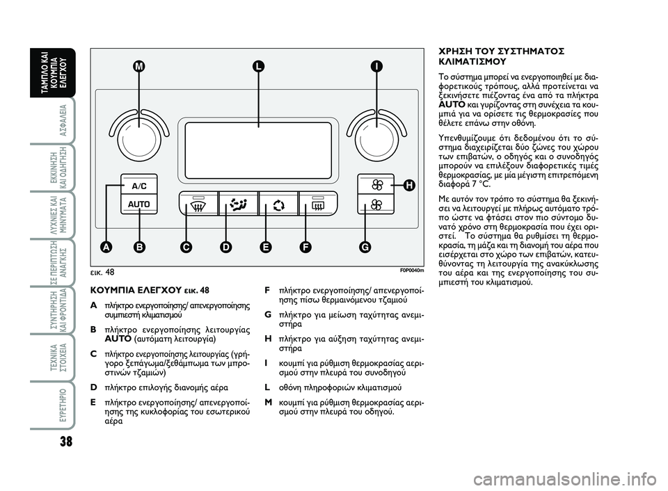 FIAT SCUDO 2013  ΒΙΒΛΙΟ ΧΡΗΣΗΣ ΚΑΙ ΣΥΝΤΗΡΗΣΗΣ (in Greek) 38
ΑΣΦΑΛΕΙΑ
ΕΚΚΙΝΗΣΗ 
ΚΑΙ ΟΔΗΓΗΣΗ
ΛΥΧΝΙΕΣ ΚΑΙ
ΜΗΝΥΜΑΤΑ
ΣΕ ΠΕΡΙΠΤΩΣΗ
ΑΝΑΓΚΗΣ
ΣΥΝΤΗΡΗΣΗ 
ΚΑΙ ΦΡΟΝΤΙΔΑ
ΤΕΧΝΙΚΑ
Σ�