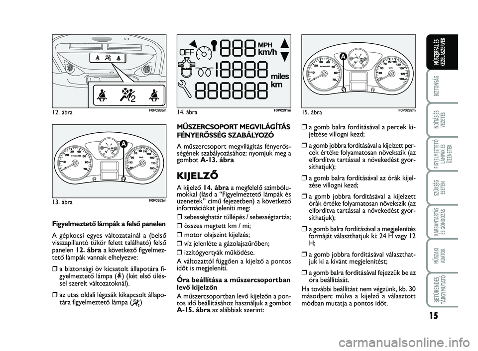FIAT SCUDO 2013 Kezelési és karbantartási útmutató (in Hungarian) 15
BIZTONSÁG
INDÍTÁS ÉS VEZETÉS
FIGYELMEZTETŐ LÁMPÁK ÉSÜZENETEK
SZÜKSÉG ESETÉN
KARBANTARTÁS ÉS GONDOZÁS
MŰSZAKI ADATOK
BETŰRENDES TÁ R G Y M U TAT Ó
MÙSZERFAL ÉSKEZELÃSZERVEK
FIAT SCUDO 2013 Kezelési és karbantartási útmutató (in Hungarian) 15
BIZTONSÁG
INDÍTÁS ÉS VEZETÉS
FIGYELMEZTETŐ LÁMPÁK ÉSÜZENETEK
SZÜKSÉG ESETÉN
KARBANTARTÁS ÉS GONDOZÁS
MŰSZAKI ADATOK
BETŰRENDES TÁ R G Y M U TAT Ó
MÙSZERFAL ÉSKEZELÃSZERVEK