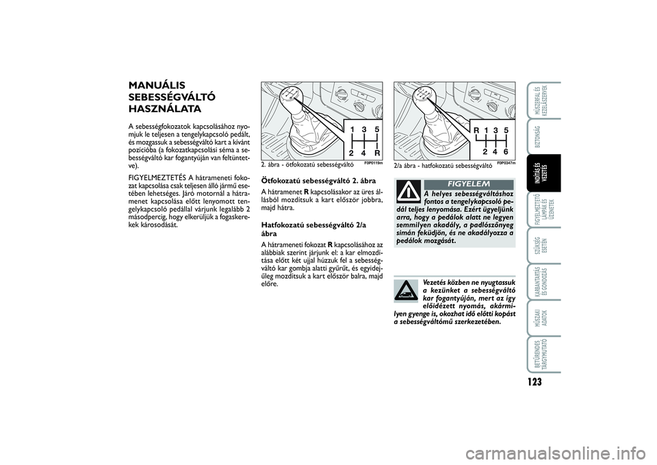 FIAT SCUDO 2015 Kezelési és karbantartási útmutató (in Hungarian) 123
FIGYELMEZTETŐ
LÁMPÁK ÉS
ÜZENETEKSZÜKSÉG
ESETÉNKARBANTARTÁS
ÉS GONDOZÁSMŰSZAKI
ADATOKBETŰRENDES
TÁ R G Y M U TAT ÓMÙSZERFAL ÉS
KEZELÃSZERVEKBIZTONSÁGINDÍTÁS ÉS
VEZETÉS
MANU FIAT SCUDO 2015 Kezelési és karbantartási útmutató (in Hungarian) 123
FIGYELMEZTETŐ
LÁMPÁK ÉS
ÜZENETEKSZÜKSÉG
ESETÉNKARBANTARTÁS
ÉS GONDOZÁSMŰSZAKI
ADATOKBETŰRENDES
TÁ R G Y M U TAT ÓMÙSZERFAL ÉS
KEZELÃSZERVEKBIZTONSÁGINDÍTÁS ÉS
VEZETÉS
MANU