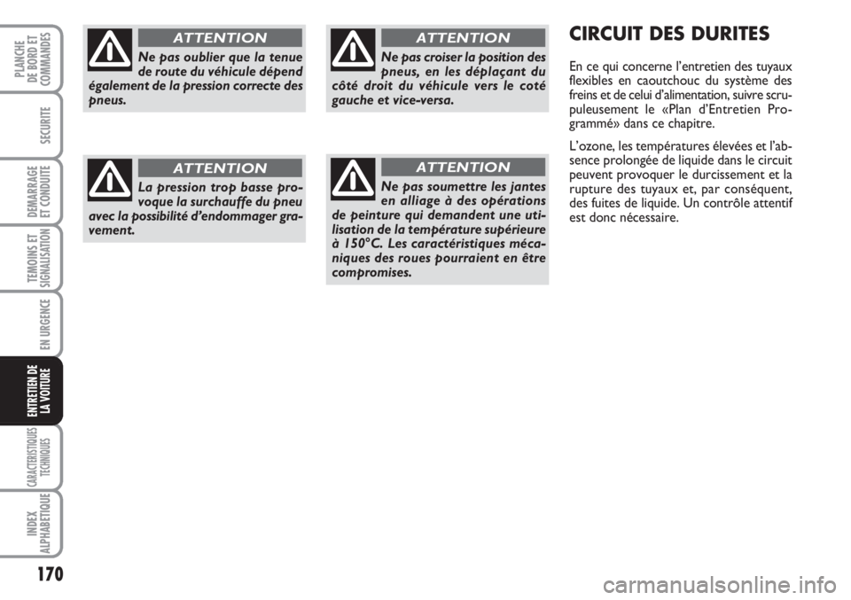 FIAT FIORINO 2007 Notice dentretien (in French) 170
SECURITE
DEMARRAGE
ET CONDUITE
TEMOINS ETSIGNALISATION
EN URGENCE
CARACTERISTIQUES
TECHNIQUES
INDEX
ALPHABETIQUE
PLANCHE
DE BORD ET
COMMANDES
ENTRETIEN DE
LA VOITURE
CIRCUIT DES DURITES
En ce qui FIAT FIORINO 2007 Notice dentretien (in French) 170
SECURITE
DEMARRAGE
ET CONDUITE
TEMOINS ETSIGNALISATION
EN URGENCE
CARACTERISTIQUES
TECHNIQUES
INDEX
ALPHABETIQUE
PLANCHE
DE BORD ET
COMMANDES
ENTRETIEN DE
LA VOITURE
CIRCUIT DES DURITES
En ce qui