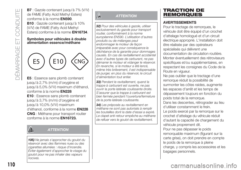 FIAT FIORINO 2018 Notice dentretien (in French) B7: Gazole contenant jusqu'à 7% (V/V)
de FAME (Fatty Acid Methyl Esters)
conforme à la normeEN590.
B10: Gazole contenant jusqu'à 10%
(V/V) de FAME (Fatty Acid Methyl
Esters) conforme à la FIAT FIORINO 2018 Notice dentretien (in French) B7: Gazole contenant jusqu'à 7% (V/V)
de FAME (Fatty Acid Methyl Esters)
conforme à la normeEN590.
B10: Gazole contenant jusqu'à 10%
(V/V) de FAME (Fatty Acid Methyl
Esters) conforme à la