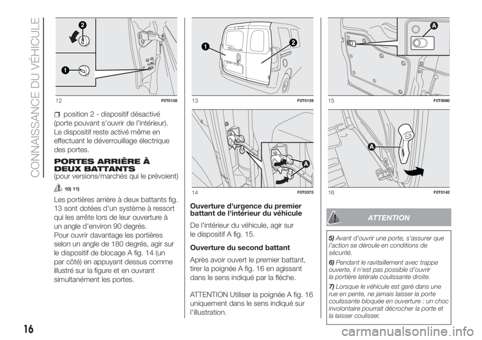 FIAT FIORINO 2018 Notice dentretien (in French) position 2 - dispositif désactivé
(porte pouvant s'ouvrir de l'intérieur).
Le dispositif reste activé même en
effectuant le déverrouillage électrique
des portes.
PORTES ARRIÈRE À
DEUX FIAT FIORINO 2018 Notice dentretien (in French) position 2 - dispositif désactivé
(porte pouvant s'ouvrir de l'intérieur).
Le dispositif reste activé même en
effectuant le déverrouillage électrique
des portes.
PORTES ARRIÈRE À
DEUX
