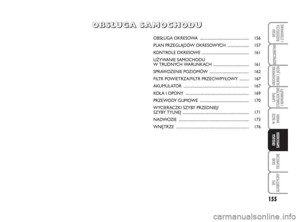 FIAT FIORINO 2009 Instrukcja obsługi (in Polish) 155
DANE
TECHNICZNE
SPIS
ALFABETYCZNY
LAMPKI
SYGNALIZACYJNE
I KOMUNIKATY
BEZPIECZEŃSTWO
URUCHOMIENIE
SILNIKA I JAZDA
W RAZIE
AWARII
OBSŁUGA
SAMOCHODU
DESKA
ROZDZIELCZA
I STEROWANIEOBSŁUGA FIAT FIORINO 2009 Instrukcja obsługi (in Polish) 155
DANE
TECHNICZNE
SPIS
ALFABETYCZNY
LAMPKI
SYGNALIZACYJNE
I KOMUNIKATY
BEZPIECZEŃSTWO
URUCHOMIENIE
SILNIKA I JAZDA
W RAZIE
AWARII
OBSŁUGA
SAMOCHODU
DESKA
ROZDZIELCZA
I STEROWANIEOBSŁUGA