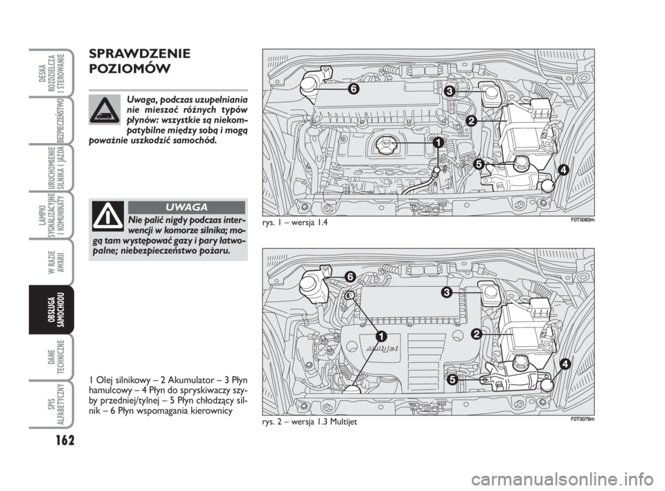 FIAT FIORINO 2009 Instrukcja obsługi (in Polish) 162
DESKA
ROZDZIELCZA
I STEROWANIE
SPIS
ALFABETYCZNY
DANE
TECHNICZNE
W RAZIE
AWARII
LAMPKI
SYGNALIZACYJNE
I KOMUNIKATY
BEZPIECZEŃSTWO
URUCHOMIENIE
SILNIKA I JAZDA
OBSŁUGA
SAMOCHODU
SPRAWDZ FIAT FIORINO 2009 Instrukcja obsługi (in Polish) 162
DESKA
ROZDZIELCZA
I STEROWANIE
SPIS
ALFABETYCZNY
DANE
TECHNICZNE
W RAZIE
AWARII
LAMPKI
SYGNALIZACYJNE
I KOMUNIKATY
BEZPIECZEŃSTWO
URUCHOMIENIE
SILNIKA I JAZDA
OBSŁUGA
SAMOCHODU
SPRAWDZ