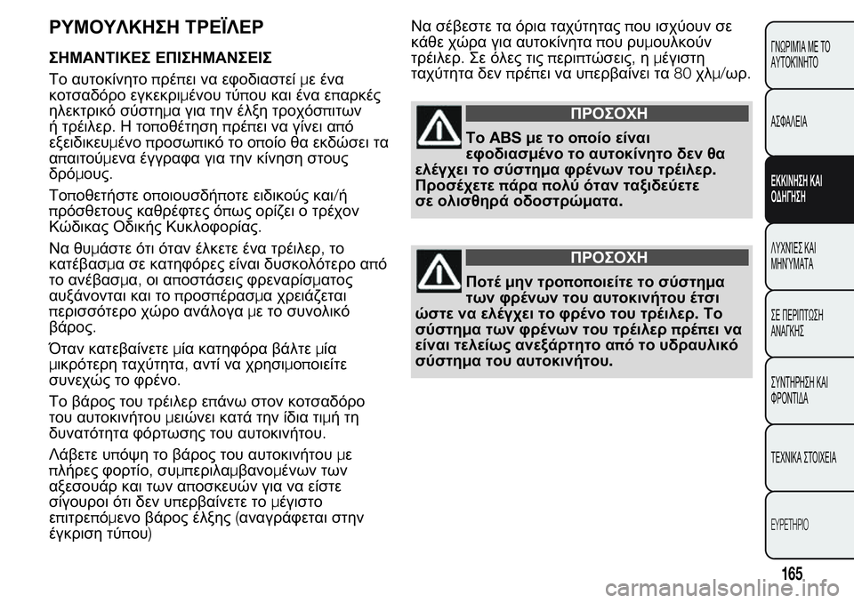 FIAT FIORINO 2017 ΒΙΒΛΙΟ ΧΡΗΣΗΣ ΚΑΙ ΣΥΝΤΗΡΗΣΗΣ (in Greek) ΡΥΜΟΥΛΚΗΣΗ ΤΡΕΪΛΕΡ
ΣΗΜΑΝΤΙΚΕΣ ΕΠΙΣΗΜΑΝΣΕΙΣ
Το αυτοκίνητοπρέπει να εφοδιαστείμε ένα
κοτσαδόρο εγκεκριμένου FIAT FIORINO 2017 ΒΙΒΛΙΟ ΧΡΗΣΗΣ ΚΑΙ ΣΥΝΤΗΡΗΣΗΣ (in Greek) ΡΥΜΟΥΛΚΗΣΗ ΤΡΕΪΛΕΡ
ΣΗΜΑΝΤΙΚΕΣ ΕΠΙΣΗΜΑΝΣΕΙΣ
Το αυτοκίνητοπρέπει να εφοδιαστείμε ένα
κοτσαδόρο εγκεκριμένου