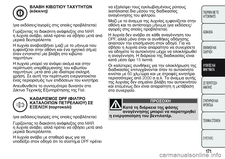 FIAT FIORINO 2017  ΒΙΒΛΙΟ ΧΡΗΣΗΣ ΚΑΙ ΣΥΝΤΗΡΗΣΗΣ (in Greek) ΒΛΑΒΗ ΚΙΒΩΤΙΟΥ ΤΑΧΥΤΗΤΩΝ
(κόκκινη)
(για εκδόσεις/αγορές στις οποίεςπροβλέπεται)
Γυρίζοντας το διακόπτη ανάφλ