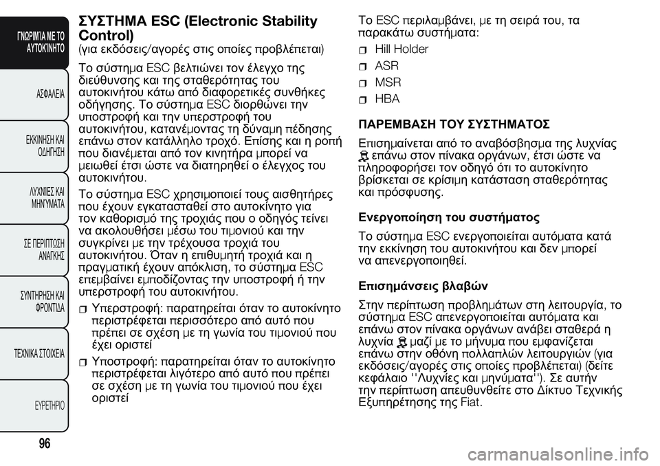 FIAT FIORINO 2017 ΒΙΒΛΙΟ ΧΡΗΣΗΣ ΚΑΙ ΣΥΝΤΗΡΗΣΗΣ (in Greek) ΣΥΣΤΗΜΑESC (Electronic Stability
Control)
(για εκδόσεις/αγορές στις οποίεςπροβλέπεται)
Το σύστημαESCβελτιώνει τον έλεγχο της
FIAT FIORINO 2017 ΒΙΒΛΙΟ ΧΡΗΣΗΣ ΚΑΙ ΣΥΝΤΗΡΗΣΗΣ (in Greek) ΣΥΣΤΗΜΑESC (Electronic Stability
Control)
(για εκδόσεις/αγορές στις οποίεςπροβλέπεται)
Το σύστημαESCβελτιώνει τον έλεγχο της