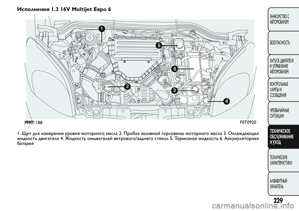 FIAT FIORINO 2019 Руководство по эксплуатации и техобслуживанию (in Russian) Исполнения 1.3 16V Multijet Eвро 6
1. Щуп для измерения уровня моторного масла 2. Пробка заливной горловины моторного м FIAT FIORINO 2019 Руководство по эксплуатации и техобслуживанию (in Russian) Исполнения 1.3 16V Multijet Eвро 6
1. Щуп для измерения уровня моторного масла 2. Пробка заливной горловины моторного м