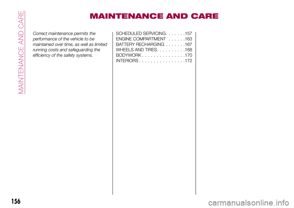 FIAT 124 SPIDER 2018 Owner handbook (in English) MAINTENANCE AND CARE
Correct maintenance permits the
performance of the vehicle to be
maintained over time, as well as limited
running costs and safeguarding the
efficiency of the safety systems.SCHED FIAT 124 SPIDER 2018 Owner handbook (in English) MAINTENANCE AND CARE
Correct maintenance permits the
performance of the vehicle to be
maintained over time, as well as limited
running costs and safeguarding the
efficiency of the safety systems.SCHED