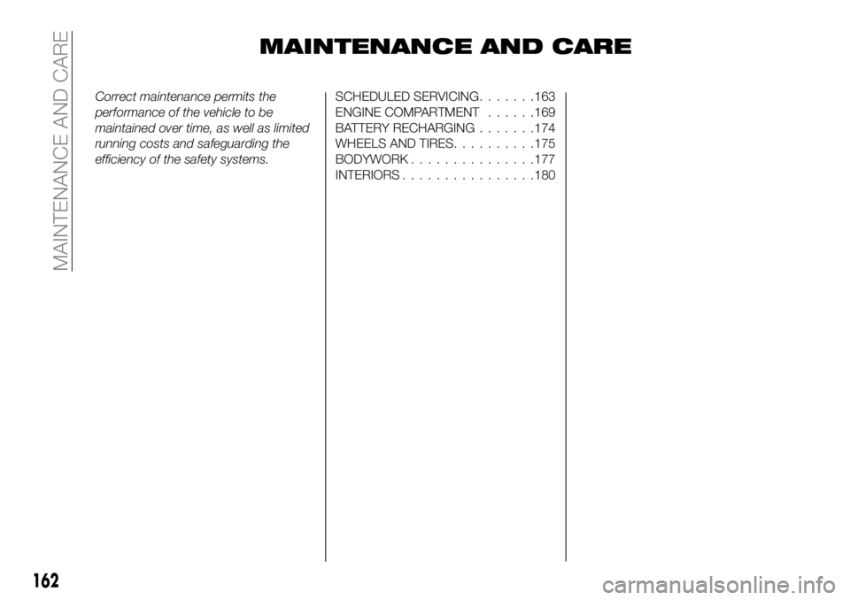 FIAT 124 SPIDER 2021 Owner handbook (in English) MAINTENANCE AND CARE
Correct maintenance permits the
performance of the vehicle to be
maintained over time, as well as limited
running costs and safeguarding the
efficiency of the safety systems.SCHED FIAT 124 SPIDER 2021 Owner handbook (in English) MAINTENANCE AND CARE
Correct maintenance permits the
performance of the vehicle to be
maintained over time, as well as limited
running costs and safeguarding the
efficiency of the safety systems.SCHED