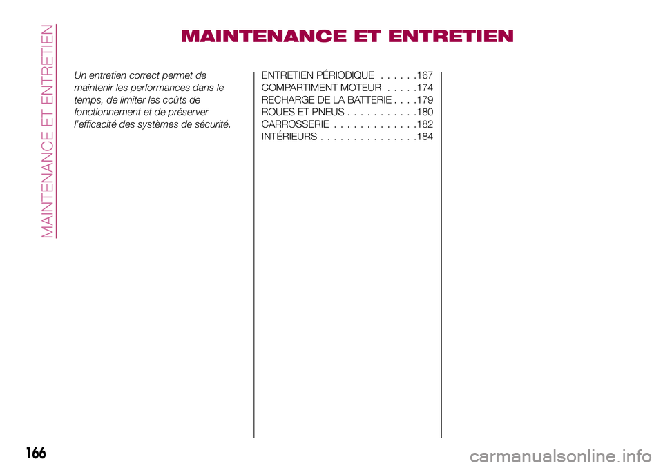 FIAT 124 SPIDER 2018 Notice dentretien (in French) MAINTENANCE ET ENTRETIEN
Un entretien correct permet de
maintenir les performances dans le
temps, de limiter les coûts de
fonctionnement et de préserver
l’efficacité des systèmes de sécurité.E FIAT 124 SPIDER 2018 Notice dentretien (in French) MAINTENANCE ET ENTRETIEN
Un entretien correct permet de
maintenir les performances dans le
temps, de limiter les coûts de
fonctionnement et de préserver
l’efficacité des systèmes de sécurité.E