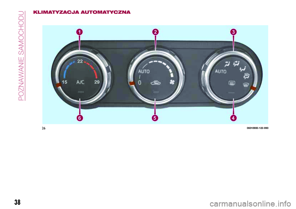 FIAT 124 SPIDER 2018 Instrukcja obsługi (in Polish) KLIMATYZACJA AUTOMATYCZNA
2606010900-122-990
38
POZNAWANIE SAMOCHODU FIAT 124 SPIDER 2018 Instrukcja obsługi (in Polish) KLIMATYZACJA AUTOMATYCZNA
2606010900-122-990
38
POZNAWANIE SAMOCHODU