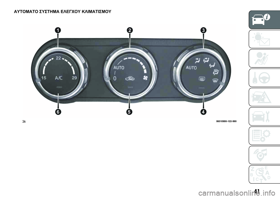 FIAT 124 SPIDER 2020  ΒΙΒΛΙΟ ΧΡΗΣΗΣ ΚΑΙ ΣΥΝΤΗΡΗΣΗΣ (in Greek) ΑΥΤΟΜΑΤΟ ΣΥΣΤΗΜΑ ΕΛΕΓΧΟΥ ΚΛΙΜΑΤΙΣΜΟΥ
2606010900-122-990
41 