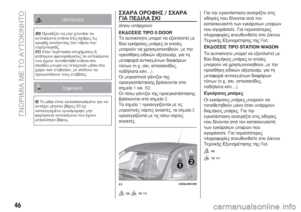 FIAT TIPO 5DOORS STATION WAGON 2020 ΒΙΒΛΙΟ ΧΡΗΣΗΣ ΚΑΙ ΣΥΝΤΗΡΗΣΗΣ (in Greek) ΠΡΟΣΟΧΗ
30)Προσέξτε ναμην χτυπάτε τα
αντικείμενα επάνω στις σχάρες τις
οροφής ανοίγοντας τηνπόρτα του
πορτμπ FIAT TIPO 5DOORS STATION WAGON 2020 ΒΙΒΛΙΟ ΧΡΗΣΗΣ ΚΑΙ ΣΥΝΤΗΡΗΣΗΣ (in Greek) ΠΡΟΣΟΧΗ
30)Προσέξτε ναμην χτυπάτε τα
αντικείμενα επάνω στις σχάρες τις
οροφής ανοίγοντας τηνπόρτα του
πορτμπ