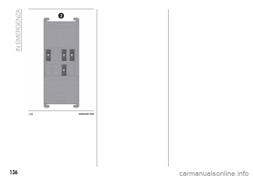 FIAT TIPO 4DOORS 2018  Libretto Uso Manutenzione (in Italian) 13008036J0011EM
136
IN EMERGENZA 