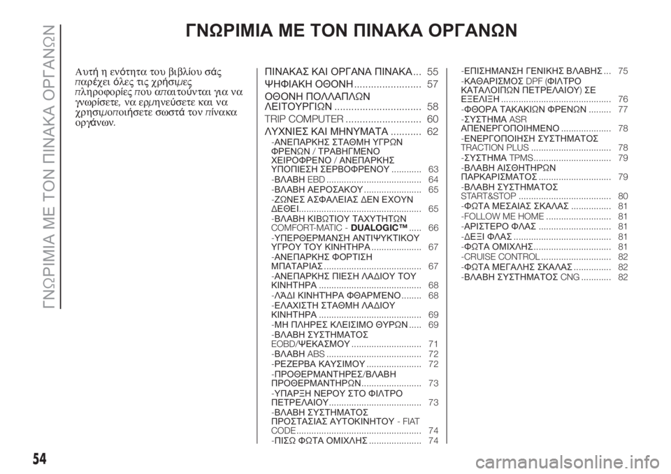 FIAT DOBLO PANORAMA 2018  ΒΙΒΛΙΟ ΧΡΗΣΗΣ ΚΑΙ ΣΥΝΤΗΡΗΣΗΣ (in Greek) ΓΝΩΡΙΜΙΑ ΜΕ ΤΟΝ ΠΙΝΑΚΑ ΟΡΓΑΝΩΝ
Αυτήηενότητα του βιβλίου σάς
παρέχειόλες τις χρήσιμες
πληροφορίεςπου απαιτο�